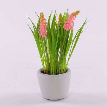 Fake flower Grape hyacinth NARMADA in cement pot, pink, 8"/20cm