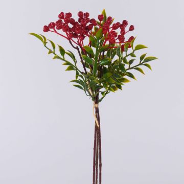 Fake rowan branch ELNATAN, bunch, fruits, red, 12"/30cm Fake rowan branch ELNATAN, bunch, fruits, red, 12"/30cm
