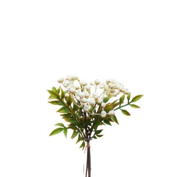 Fake rowan branch ELNATAN, bunch, fruits, cream-white, 12"/30cm