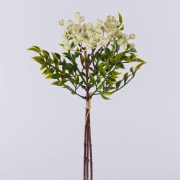 Fake rowan branch ELNATAN, bunch, fruits, cream-white, 12"/30cm