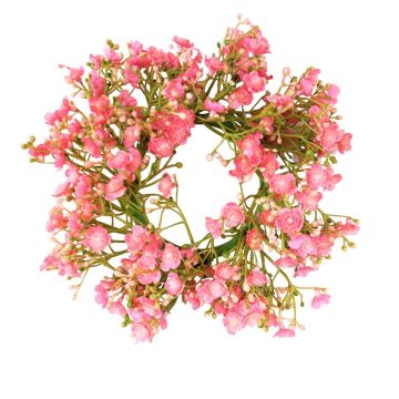 Decorative gypsophila wreath LITAGO, pink-fuchsia, Ø8"/20cm