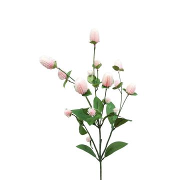 Artificial flower branch Globe amaranth THUSNELDA, pink-white, 28"/70cm