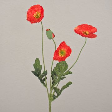Fake poppy branch OXANDRINE, orange, 24"/60cm
