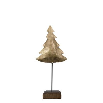 DORANA decorative Christmas tree, metal, wooden base, gold, 10x8x28cm