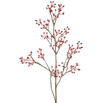 Artificial wild rose branch HIKERNO with rose hips, red, 100cm