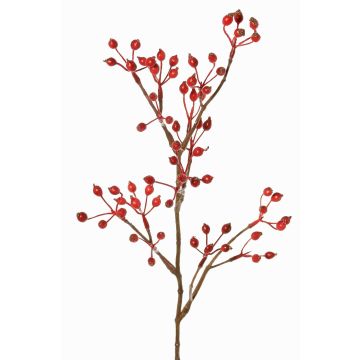 Artificial wild rose branch HIKERNO with rose hips, red, 24"/60cm