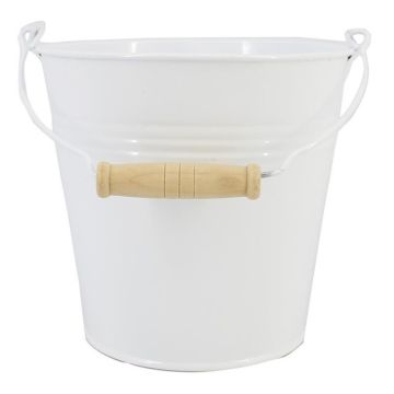 MAUREA zinc bucket with beechwood handle, white, 19 cm, Ø 20 cm