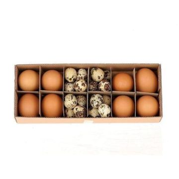 Decorative chicken and quail eggs KIKU, 32 pieces, Easter decoration, brown