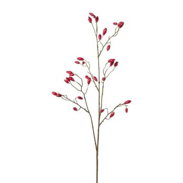 Artificial dog rose branch ZORLEN with rose hips, red, 35"/90cm Artificial dog rose branch ZORLEN with rose hips, red, 35"/90cm