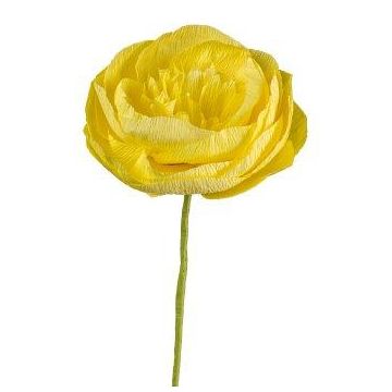 Artificial flower Ranunculus PINERY made of paper, yellow, 18"/45cm