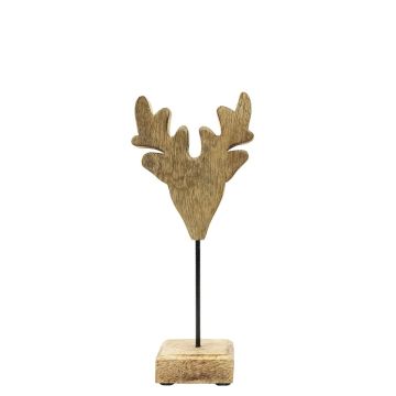 LINDAL decorative wooden deer figurine, wooden base, natural, 11x7x26cm