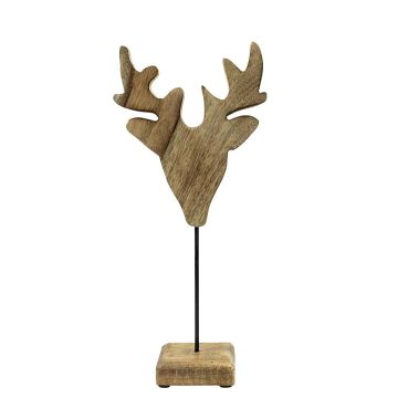LINDAL decorative wooden stag figurine, wooden base, natural, 14.5 x 8 x 33.5 cm