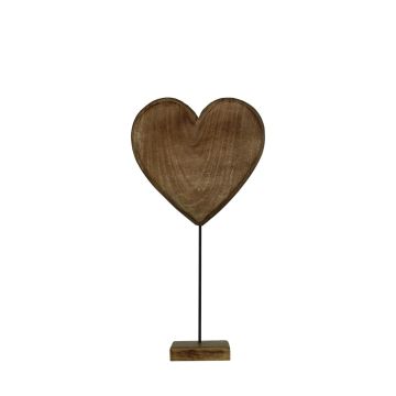 LINDAL decorative wooden heart figurine, wooden base, natural, 12x12x27cm