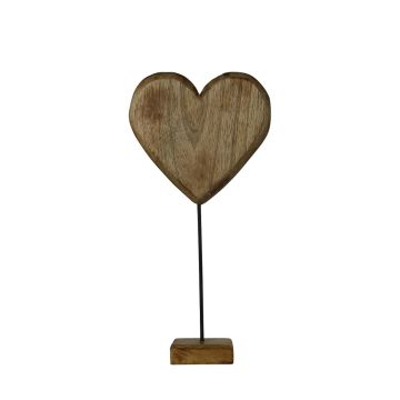 LINDAL decorative wooden heart figurine, wooden base, natural, 18 x 8 x 35 cm