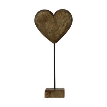 LINDAL decorative wooden heart figurine, wooden base, natural, 23x10x45cm