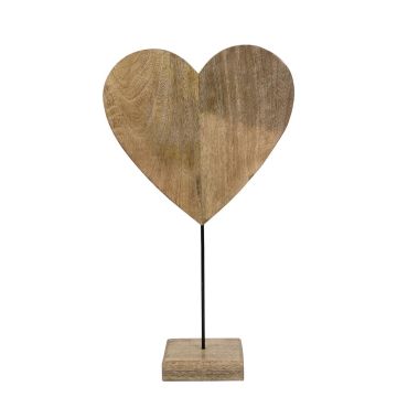 LINDAL decorative wooden heart figurine, wooden base, natural, 35x15x62cm