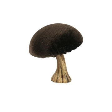 ARNAH decorative mushroom figurine, velvet, brown, 10 cm
