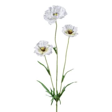Artificial flower branch Poppy IGNIS, white, 28"/70cm