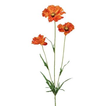 Artificial flower branch Poppy IGNIS, orange, 28"/70cm