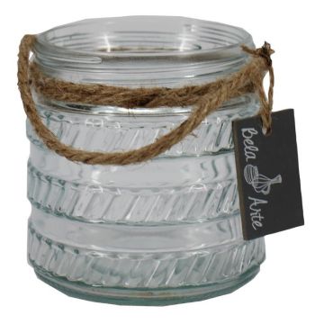PRISMY lantern with rope, patterned, clear, 12 cm, Ø11 cm PRISMY lantern with rope, patterned, clear, 12 cm, Ø11 cm