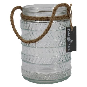 PRISMY lantern with rope, patterned, clear, 16.5 cm, Ø11 cm PRISMY lantern with rope, patterned, clear, 16.5 cm, Ø11 cm