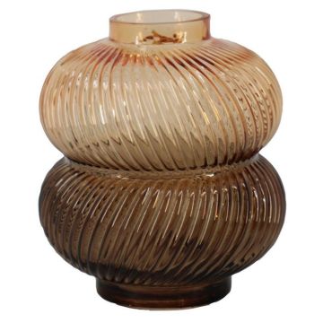 Glass table vase KORNELIA with grooves, amber-brown-clear, 6.4"/16.3cm, Ø5.8"/14.7cm Glass table vase KORNELIA with grooves, amber-brown-clear, 6.4"/16.3cm, Ø5.8"/14.7cm