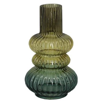 Glass table vase SIGURD with grooves, brown-cognac-blue-clear, 10"/25.2cm, Ø5.7"/14.6cm Glass table vase SIGURD with grooves, brown-cognac-blue-clear, 10"/25.2cm, Ø5.7"/14.6cm