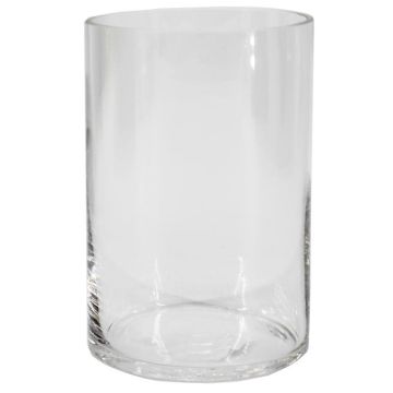 Cylindrical glass vase SANSA OCEAN, recycled, clear, 6"/15cm, Ø4"/10cm
