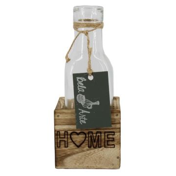 Glass bottle STOLLAN in wooden box, Home lettering, clear, 2.6"x2.6"x6"/6,7x6,7x15,5cm Glass bottle STOLLAN in wooden box, Home lettering, clear, 2.6"x2.6"x6"/6,7x6,7x15,5cm