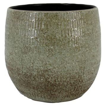 Vintage OXYON ceramic pot with stripes, speckled, green, 14"/36cm, Ø15"/39cm Vintage OXYON ceramic pot with stripes, speckled, green, 14"/36cm, Ø15"/39cm