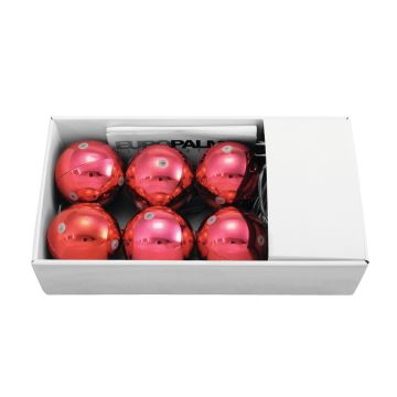 LED Christmas baubles ESTRELLA, 6 pieces, shiny red, Ø2.4"/6cm LED Christmas baubles ESTRELLA, 6 pieces, shiny red, Ø2.4"/6cm