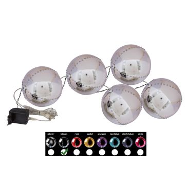 LED Christmas baubles LUVELIA, 5 pieces, shiny black, Ø3.1"/8cm LED Christmas baubles LUVELIA, 5 pieces, shiny black, Ø3.1"/8cm