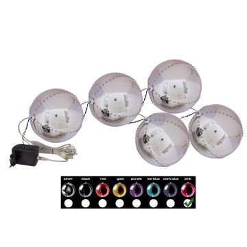 LED Christmas baubles LUVELIA, 5 pieces, shiny fuchsia, Ø3.1"/8cm LED Christmas baubles LUVELIA, 5 pieces, shiny fuchsia, Ø3.1"/8cm