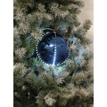 LED Christmas baubles LUVELIA, 5 pieces, shiny dark blue, Ø 3.1"/8 cm