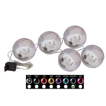 LED Christmas baubles LUVELIA, 5 pieces, shiny dark blue, Ø3.1"/8cm LED Christmas baubles LUVELIA, 5 pieces, shiny dark blue, Ø3.1"/8cm