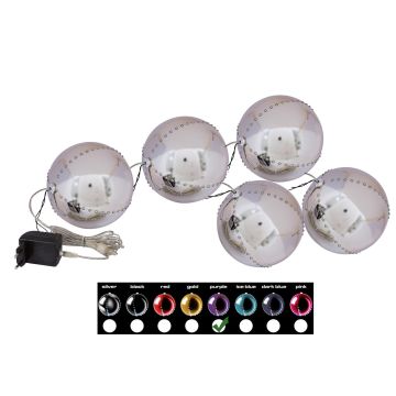 LED Christmas baubles LUVELIA, 5 pieces, shiny purple, Ø3.1"/8cm LED Christmas baubles LUVELIA, 5 pieces, shiny purple, Ø3.1"/8cm
