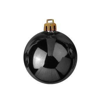 Christmas baubles TEODORA, 6 pcs, shiny black, Ø2.8"/7cm Christmas baubles TEODORA, 6 pcs, shiny black, Ø2.8"/7cm