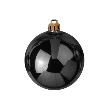 Christmas baubles TEODORA, 4 pcs, shiny black, Ø3.9"/10cm Christmas baubles TEODORA, 4 pcs, shiny black, Ø3.9"/10cm