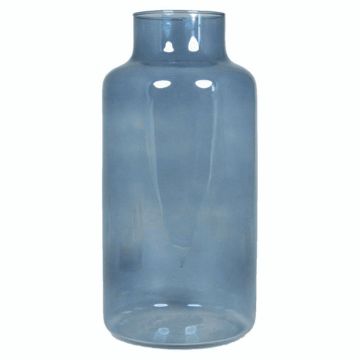 Glass flower vase SIARA, blue-transparent, 12"/30 cm, Ø 6"/15 cm