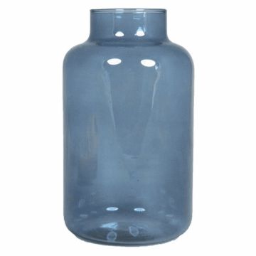 Glass flower vase SIARA, blue-transparent, 10"/25 cm, Ø 6"/15 cm