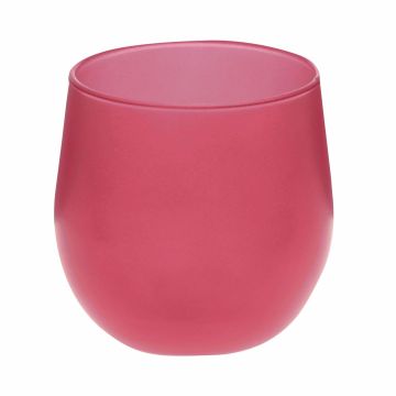 Glass tealight holder BELISARIO, fuchsia, 3.3"/8,5 cm, Ø 3"/7,5 cm