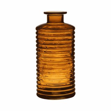Decorative glass bottle STUART with grooves, orange-brown-transparent, 12.2"/31 cm, Ø 5.7"/14,5 cm