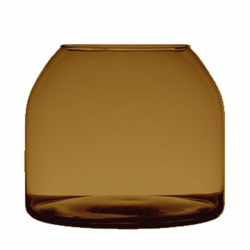 Glass flower vase HELVIA, orange-brown-transparent, 10"/25 cm, Ø 7.7"/19,5 cm