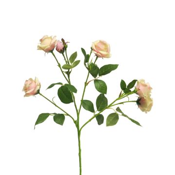 Decorative flower branch rose SHANZHA, pink-cream, 70 cm, Ø 6.5–7 cm