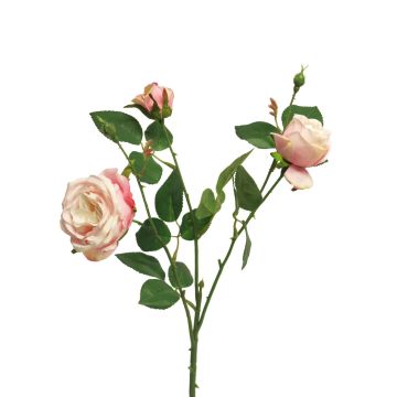 Plastic rose branch SHIYUN, cream-pink, 60cm, Ø3.5–8.5cm