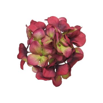 Artificial Hydrangea FUHUA, red and green, 23 cm, Ø 14 cm