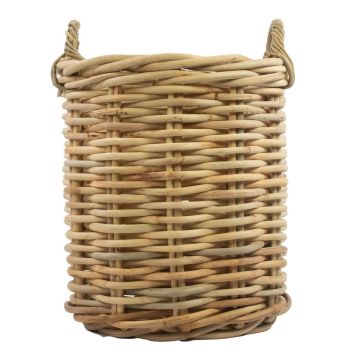BENIGNO round rattan basket with handles, brown, 59 cm, Ø44 cm BENIGNO round rattan basket with handles, brown, 59 cm, Ø44 cm