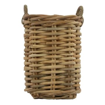 Square rattan basket BENIGNO with handles, brown, 30x30x52cm Square rattan basket BENIGNO with handles, brown, 30x30x52cm