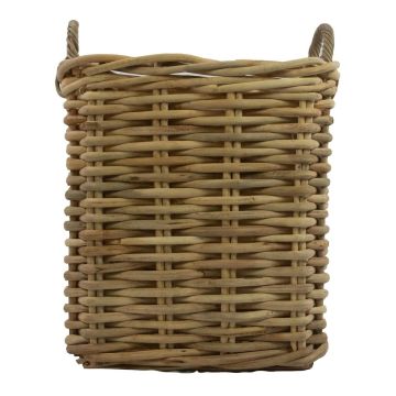 Square BENIGNO rattan basket with handle, brown, 44x44x59cm Square BENIGNO rattan basket with handle, brown, 44x44x59cm