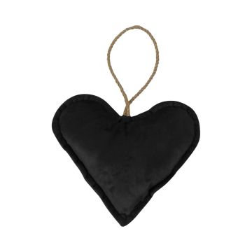 EYRUN velvet heart decorative hanging ornament, hanging cord, black, Ø16cm